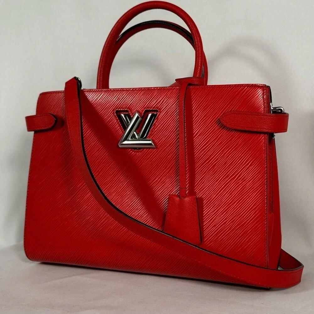 Louis Vuitton Twist Lock Epi Red Leather Tote with COA and Dust bag